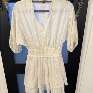 CELINA MOON Ivory Embroidered Dress